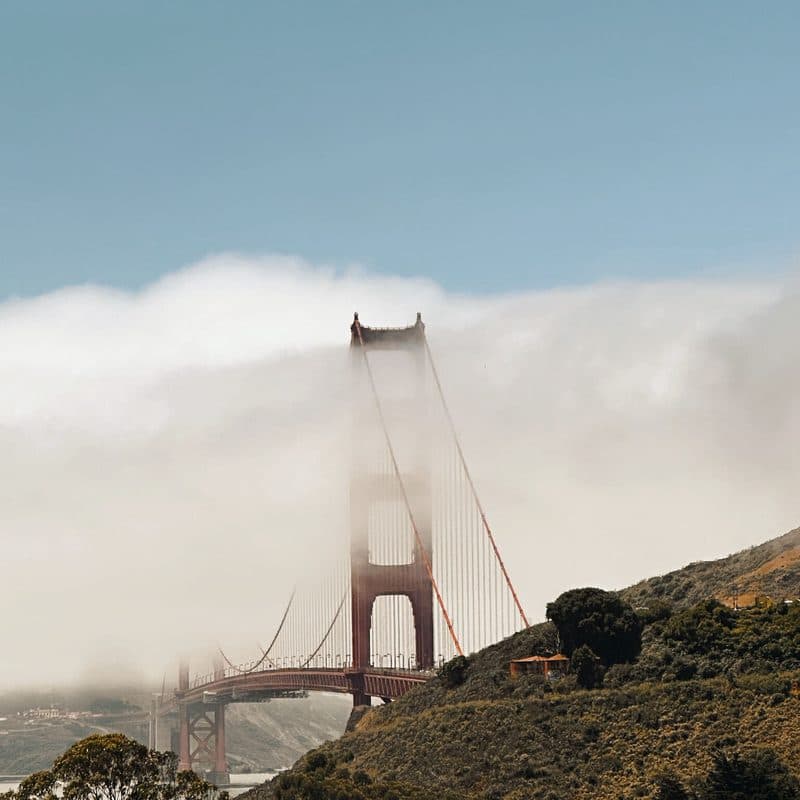 The Golden Gate Bridge in the fog