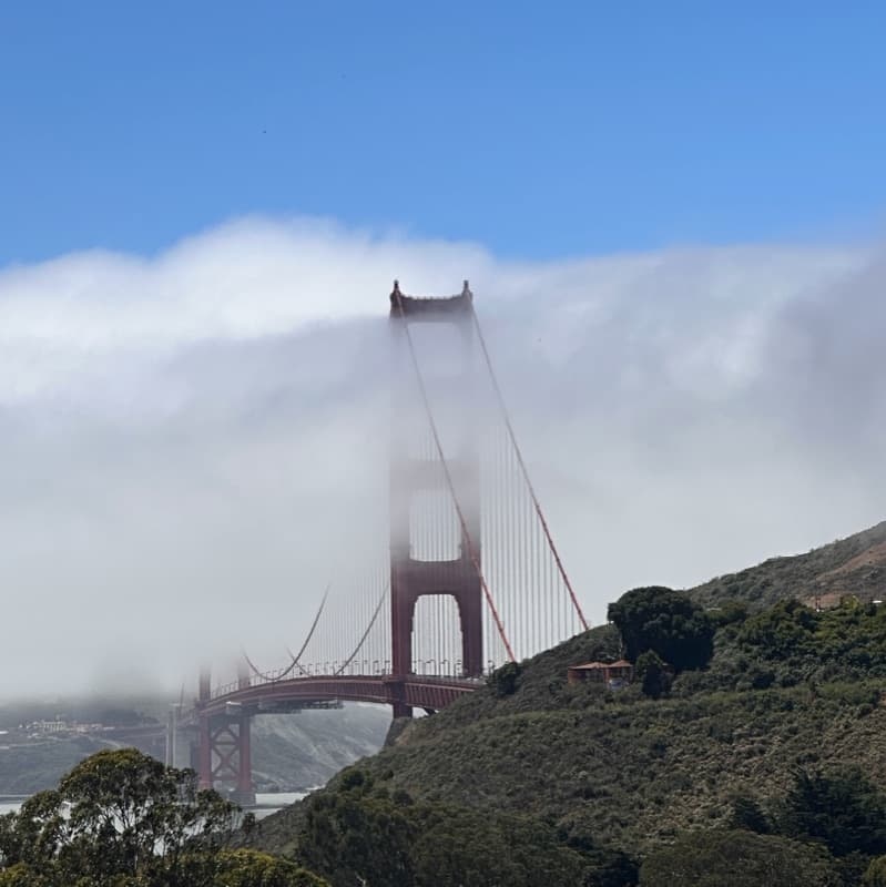 The Golden Gate Bridge in the fog